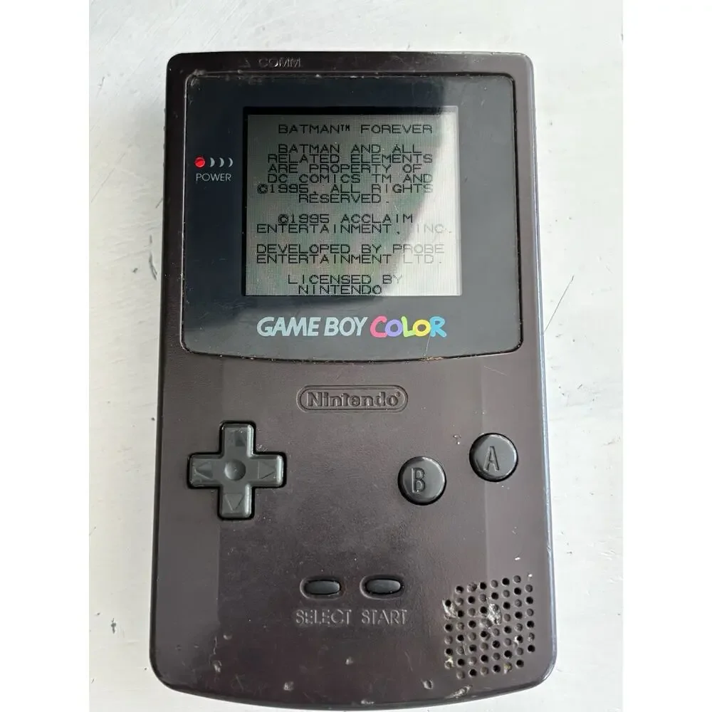 Game Boy Color CGB-001 Black Purple Back Working & Batman Forever Read